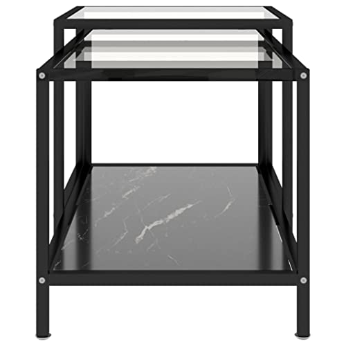 Tablas de té para ganar espacio: 2 mesas de cristal templado negro 6