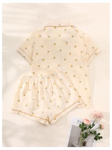 Image of Verdusa Pajamas For Women Set 2 Piece Summer Pajama Sets Cute Pjs Lounge Matching Button Shirt with Shorts
