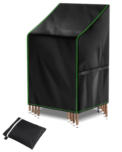 Ricyea Gartenstühle Abdeckung, Schutzhülle für Stapelstühle Winterfest Abdeckhaube Gartenstuhl Stuhlüberzug UV-Beständig Abdeckhülle für Gartenmöbel (1er, 64x64x70/120 cm)