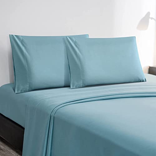 Greeneasy Twin Sheets Set, 3 Pieces Hotel Luxury Twin Bed Sheets - Breathable & Cooling Twin Size Sheets - Deep Pocket Twin Sheets - Bedding Sheets & Pillowcases - Lake Blue/Twin / 3-Piece #TOP1