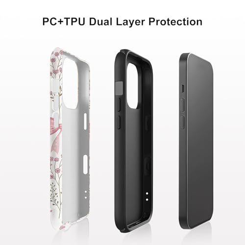 Coque antichoc iPhone 16 double couche protection fleurs contre les chutes