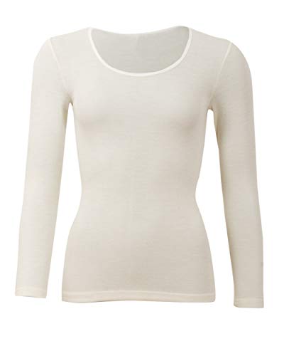 Cosilana, Maillot de corps à manches longues pour femme, 70 % laine, 30 % soie, naturel, 42-44