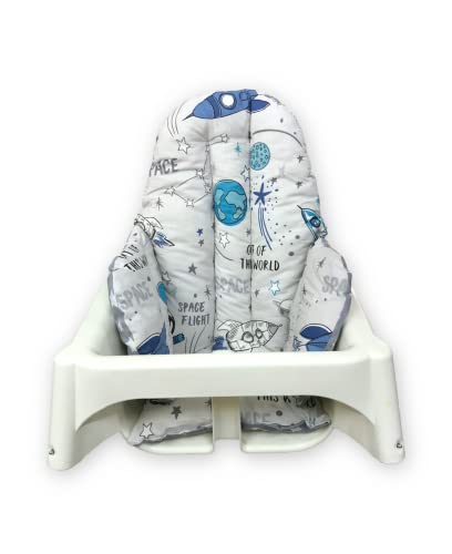 Image of Cushion - Washable & Reversible One-Piece Cotton Seat Pad for IKEA High Chair Accessories, Compatible with Antilop (Space)