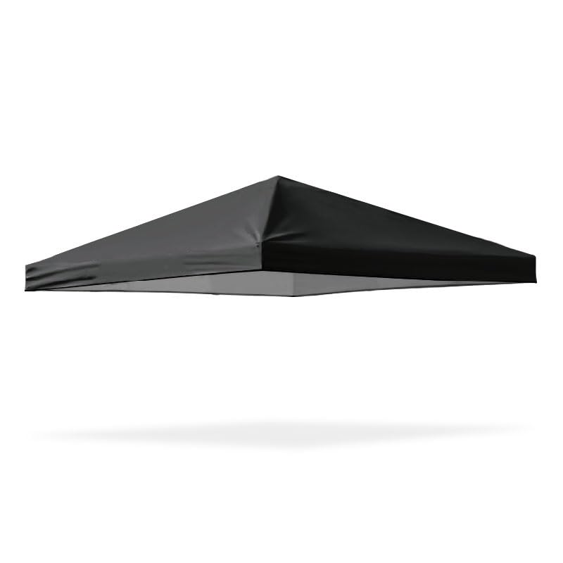 8x8 Canopy Replacement Top Outdoor Tent only Silver Coated Cover with Ropes, excluding Frame, Black