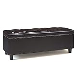 SIMPLIHOME Heatherton 48 inch Wide Rectangle Storage Ottoman in Upholstered Tanners Brown Faux...