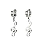 Boucles d'oreilles en forme de note de musique Boucles d'oreilles pendantes en forme de clé de sol Bijoux sur le thème de la musique Cadeaux pour un professeur mélomane (argent)
