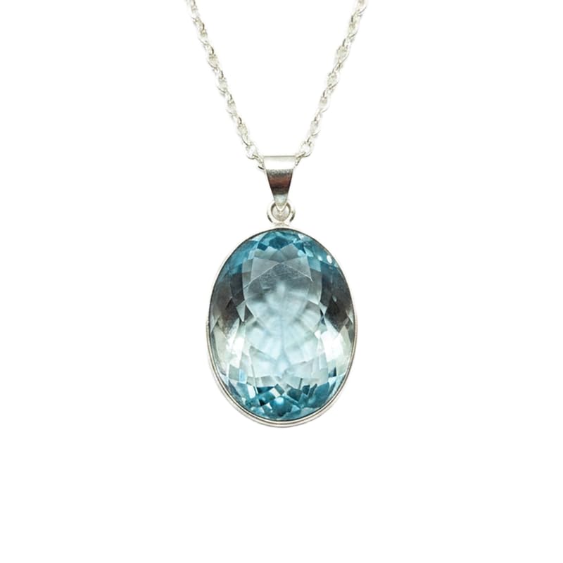Pendentif en quartz bleu, collier en pierre naturelle pour femme, bijou de lithothérapie