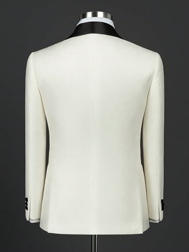 Men's White Jacquard Tuxedo Blazer with Black Satin Shawl Lapel Wedding, Prom, Gala, Dinner, or Stage4