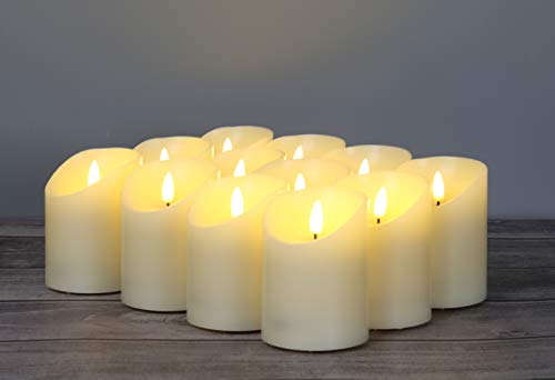 Eywamage Ivory Flameless Pillar Candles With Remote Set Of 12, Real Wax Flickering Led Battery Candles Φ 3" H 4" #TOP6