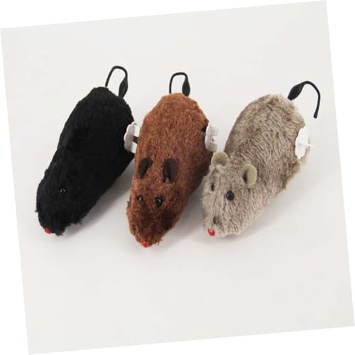 8 Juguetes de ratón de cuerda para gatos de peluche y plástico sin batería 4