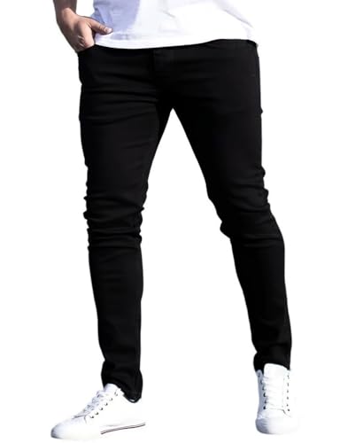 Mywinway Skinny Jeans for Men Spring Fall Stretchy Slim Fit Mid Waist Tapered Leg Distressed Classic Denim Pants