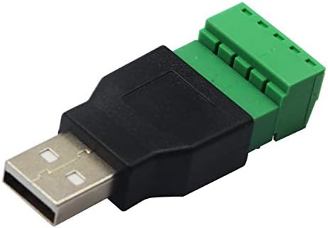 zdyCGTime USB Screw Terminal Block Connector USB 2.0 A Male Plug to 5 Pin/Way Female Bolt Screw with Shield terminals Pluggable Type Adapter Connector Converter 300V 8A(2Packs).