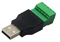 zdyCGTime USB 2.0 A Schraubklemmenblock USB 2.0 A Stecker auf 5-polige/polige Buchse Schraube Abschirmklemmen Steckbarer Typ Adapterstecker Konverter 300 V 8A (2 Pack) (Stecker) – Ansicht 5