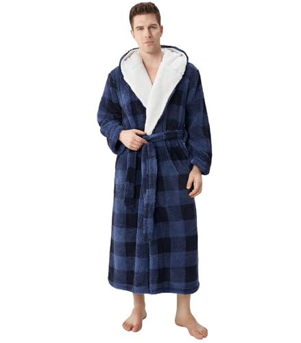Image of DAVID ARCHY Men's Soft Fleece Plush Robe Full Length Long Bathrobe