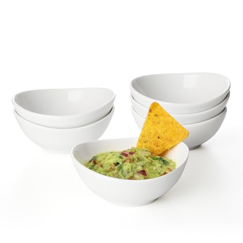 Sweese 4 oz Very Small White Porcelain Bowls - Set of 6 Dipping, Sauce, Salsa & Snack Bowls, Mini Ceramic Bowls for Condiments & Charcuterie