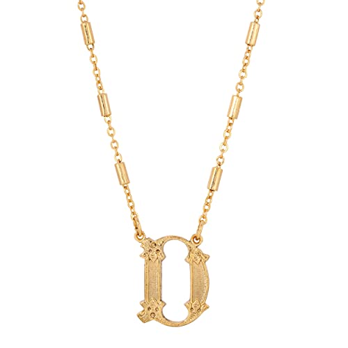 1928 Jewelry Old Fashioned Gold Initial Letter Pendant Necklace for