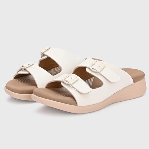 Image of Centrino Women's Sandals |Stylish Slip-On Sandals for Ladies| Elegant & Trendy Design|Double Buckle Adjustable Straps Slide Footwear|Light Weight and Comfortable|Flip Flops for Ladies (9323)