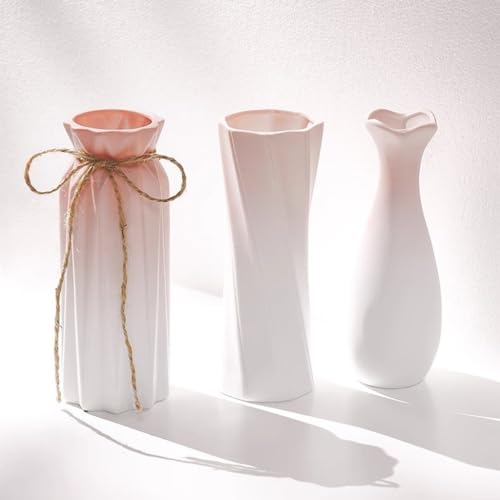 Vase à fleurs en céramique rose dégradé moderne vase décoratif table - 8