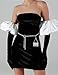 BEMYLV Silver Purse Belt Fashion Fanny Pack for Women Waist Purse Mini Chain Belt Bag for Dresses Jeans