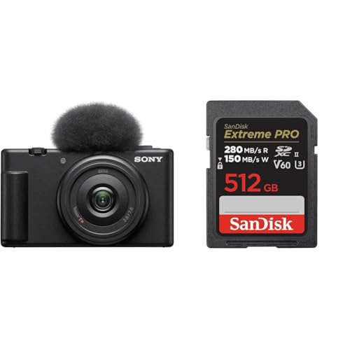 SONY(ソニー) Vlog用カメラ VLOGCAM デジタルカメラ ZV-1F ウィンドスクリーン付属 単焦点レンズ ブラック ZV-1F B + 【 サンディスク 正規品 】 SanDisk SDカード 512GB SDXC Class10 UHS-I