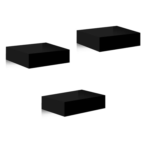 WOLTU 3er Set Wandregal, Schweberegal Schwarz klein, Regal freischwebend, Wanddeko für Wohnzimmer Schlafzimmer Kinderzimmer, hochglänzend, aus MDF, 10,5x7,8x3 cm, RG9498sz
