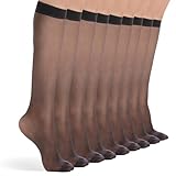 HA WA 9 Pairs Ankle Sheer Socks for Women,Premium 20Dnner pop socks in Black & Nude One Size