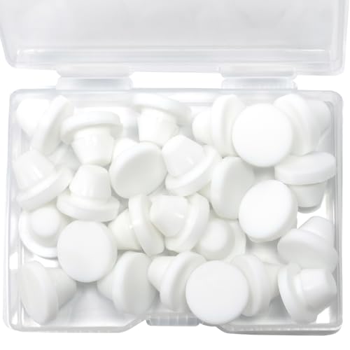 Image of 25 Pcs 8 mm Silicone Rubber Plugs Snap in Locking Hole Plugs for 8-8.5 mm (5 /16 inch-6 /16 inch) Round Holes, Flush Type Rubber Stoppers, Flexible Tube Pipe End Caps Covers, Waterproof Sealing Plugs, White