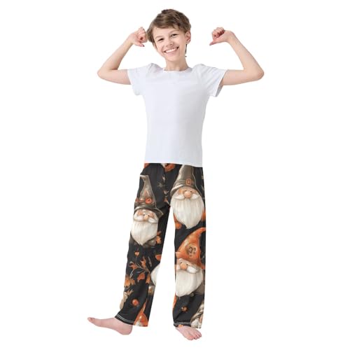 Gnome Evil Pumpkin Boys Long Pants Soft Trousers Elastic Waist Kids Lounge Bottoms with Pockets S-XL3