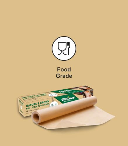 Image of Freshee Pack of 4 Food Wrapping Paper for Baking, Non-Stick Food Paper, Multi-Purpose Organic Paper - Nature's Brown 20m x 300mm
