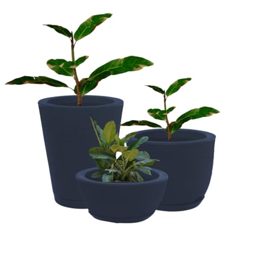 Kit 3 vasos para planta decorativo polietileno sala jardim N1 N2 N3 (Preto)
