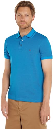 Tommy Hilfiger Herren Poloshirt Kurzarm Pretwist Mouline Slim Fit, Blau...