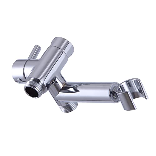 Solid Metal Shower Arm Diverter With Handshower Mount For Hand Held Showerhead 3-Way Bathroom Universal Shower System Replacement Part (Chrome) #TOP2