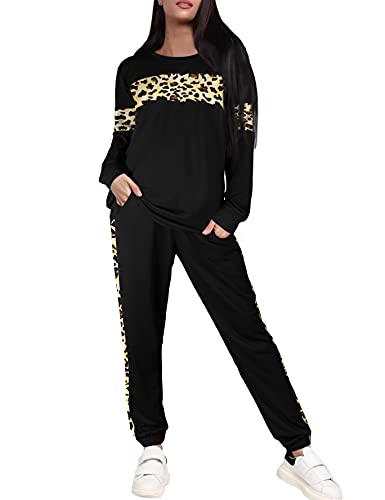 Image of Sipaya 2 Piece Sweatsuits Outfits for Women Crewneck Colorblock Striped Pants Sets with Pockets