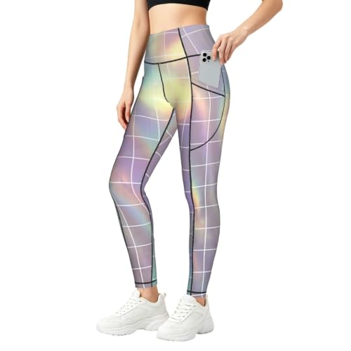 Pantalon de yoga running femme avec imprimé carré réfléchissant