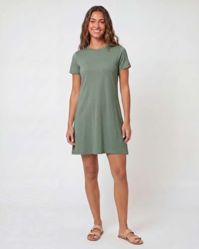 Image of Real Essentials 3 Pack: Women's Short Sleeve T Shirt Dress Swing Loose Casual Lounge Everyday Outfit (Available in Plus)