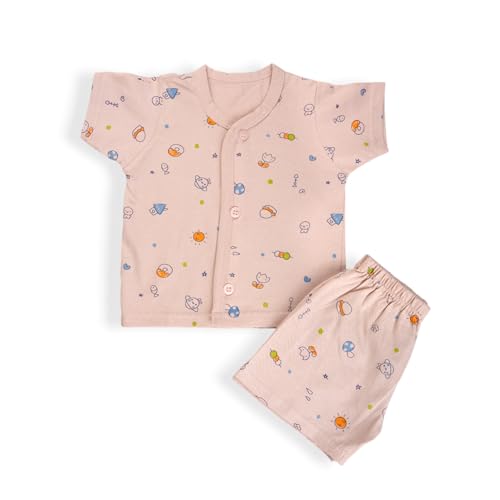 Image of Lil' Shark Baby Cotton T-Shirt & Shorts Set | 100% Pure Cotton Summer Wear for Baby Boys & Girls | Soft, Breathable Infant Casual Outfit | Printed T-Shirt with Shorts Set