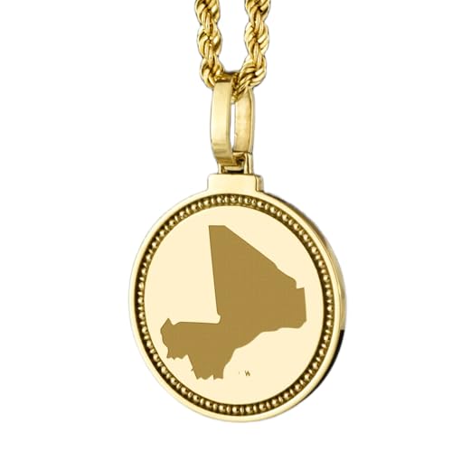 Pendentif carte du Mali en argent 925 plaqué or un bijou unisexe raffiné