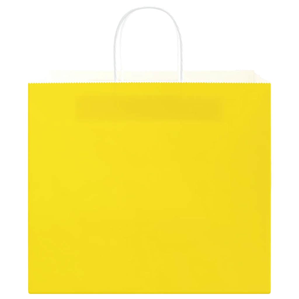 Sacchetti di carta 50 pezzi con manici gialli 32 x 22 x 28 cm