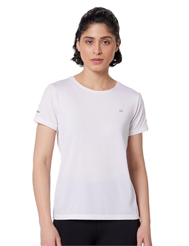 Image of Symbol Premium Women's Solid Regular Fit Sports Stretch T-Shirt | Round Neck | Raglan Sleeve | Moisture-Wicking | Activewear | Running | Gym | Plain (Available in Plus Sizes)