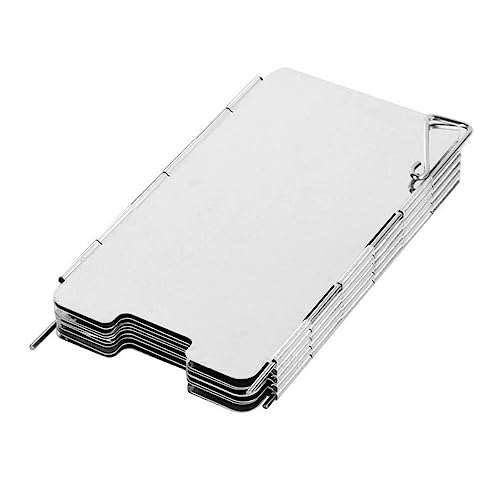 Gatuida Aluminium Alloy Outdoor Stove Windshield with Foldable Design and Adjustable Length for Camping and Picnic, Lightweight Silver Wind Screen for