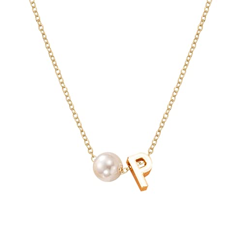 26 Collar de Perla Inicial para Collares Femeninos AZ Alphabet Teen Girls