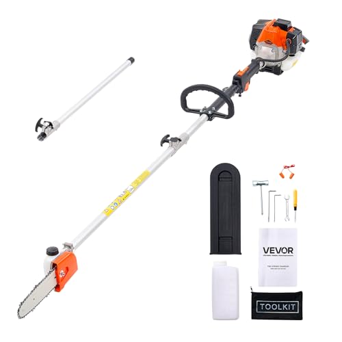 VEVOR Benzin Hochentaster, 25ccm 2-Takt, Motorsäge, Teleskopsäge mit 2-2,74m ausziehbarer Stange, 20,3cm Schwert, 650ml Kraftstofftank, für ein kraftvolles Sägen in hohen Baumkronen VEVOR Benzin Hochentaster, 25ccm 2-Takt, Motorsäge, Teleskopsäge mit 2-2,74m ausziehbarer Stange, 20,3cm Schwert, 650ml Kraftstofftank, für ein kraftvolles Sägen in hohen Baumkronen