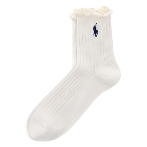 Polo Ralph Lauren Womens Lettuce Edge Ankle Sock Ivory Womens 4-10