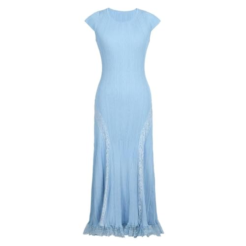 Robe moulante en tricot pour femme chic à rayures verticales et col rond