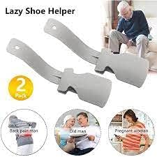 Feeties Shoe Horn Lazy Shoes Helper Slider Easy On Shoes Plastic Shoehorn for Men, Women and Kids - Fits for All Types of Shoes Grey