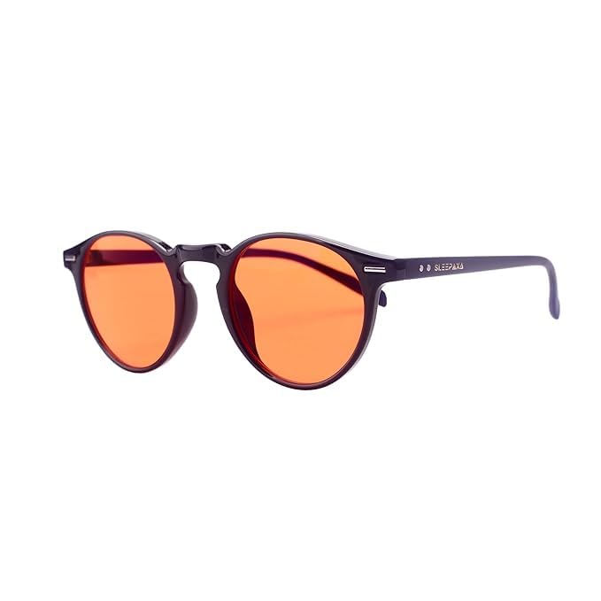 Image of Advanced Amber Blue Light Blocking Glasses for Men & Women, Round 12g Lightweight TR90 Frame, CR39 Lens, Anti-Glare, UV Protection for Computer, Mobile, Gaming & Sleep Support, Black
