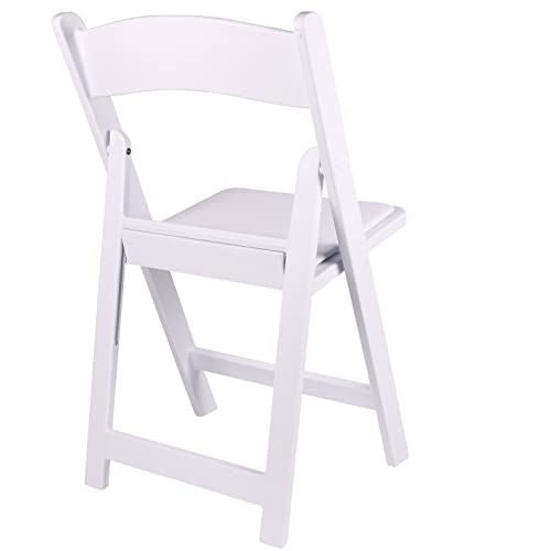 Image of BTEXPERT White Resin Folding Event Chairs - Set of 4, Padded Seats, Stackable, Lightweight & Durable Indoor /Outdoor for Home Dining Party Wedding Picnic Camping Church
