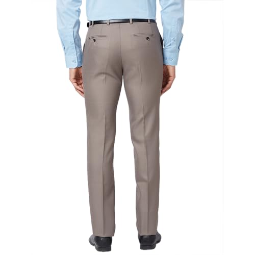 Image of Raymond Slim Fit Poly Viscose Blend Structure Pattern Flat Front Formal Trouser