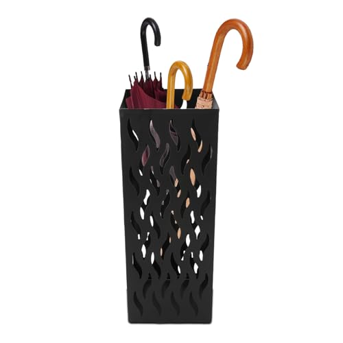 Porte-parapluie en métal durable design creux noir gain de place - 5