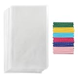 Prestee 200 Pack Clear Cellophane Bags for Favors - Transparent Goodie Bags for Birthday Party, 6x10 Inch Clear Bags with 4-Inch Twist Ties - Candy, Treat, Cookie Bags for Gift Giving
